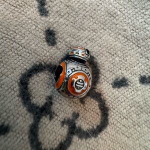 BB-8 Droid Charm – Sterling Silver with Orange Enamel Details